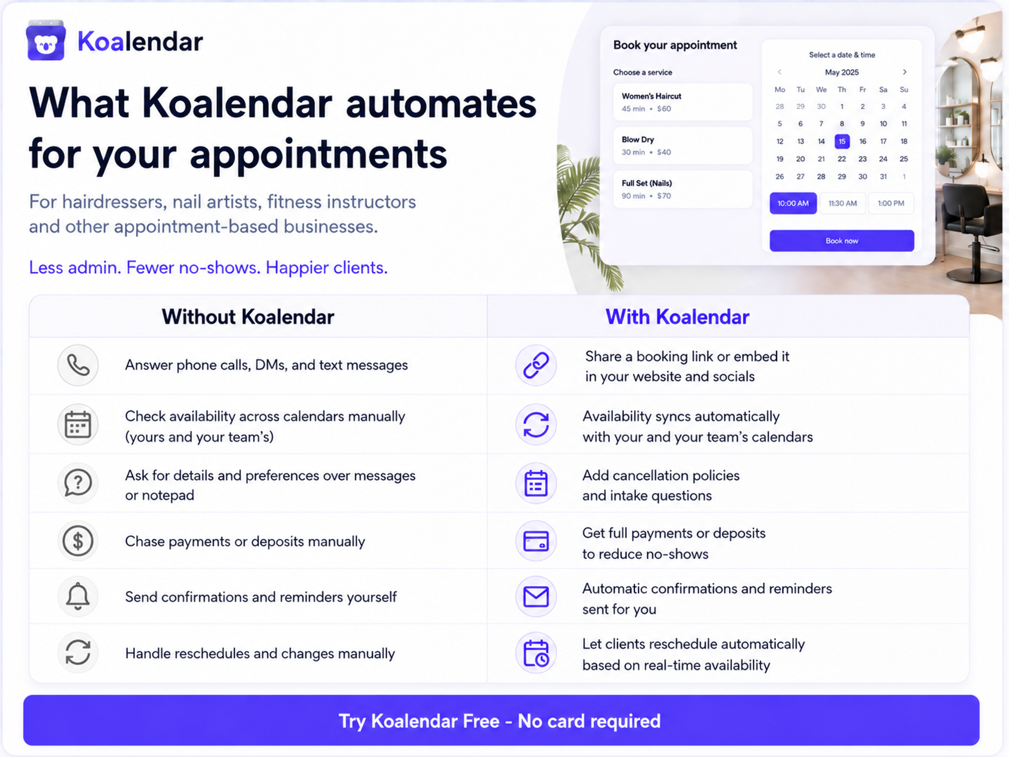 Koalendar for appointment bookings